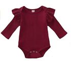 NEW Youmymine Infant Baby Girls Ruffles Solid Romper Long Sleeve Bodysuit 18-24M