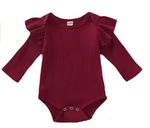 NEW Youmymine Infant Baby Girls Ruffles Solid Romper Long Sleeve Bodysuit 18-24M - Picture 1 of 1