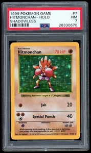 POKEMON - PSA 7 - Hitmonchan 7/102 HOLO - BASE SET SHADOWLESS - GRADED CARD - Bild 1 von 2