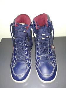 EUC COOGI CM1002 Sneakers Blue burgundy Leather High Top Lace Shoe Size 11 - Picture 1 of 9