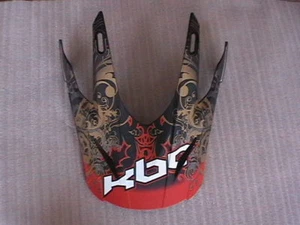 KBC MATT BLACK RED GOLD REPLACEMENT HELMET PEAK MX NEW - Picture 1 of 2