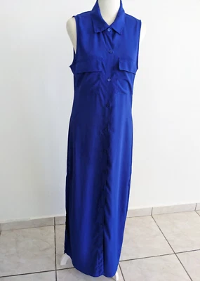 Victoria's Secret Size SMALL Shirt Dress Long Blue Sleeveless Maxi Buttons READ - Imagem 1 de 4