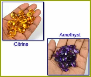 Verlobungsgeschenk 200 kt ovaler Citrin & violetter Amethyst Edelstein Posten - Bild 1 von 9
