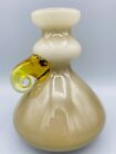 Vetro OPALINA Glas Vase made in Italy rauch-beige-natur mit gelbem Griff *TOP