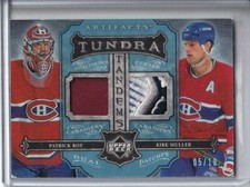  2006-07 Artifacts Tundra Tandems Dual Patches Platinum Patrick Roy / Muller /10