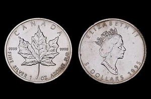 one Oz 5$ 1995 Canada. Fine Silver Argent Pur 9999 - Picture 1 of 1
