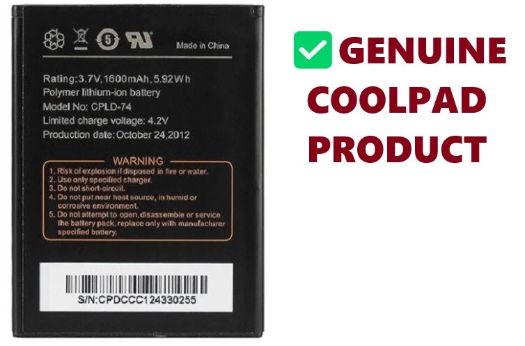 OEM Cpld-74 Coolpad Quattro 4g 5860 5860e Original 1600 mAh Battery
