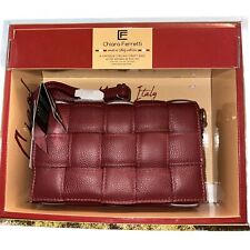 NEW CHIARA FERRETTI QUILTED ITALY LEATHER FLAP OVER WOVEN CROSSBODY RUBY 10