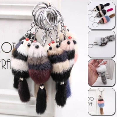 TRIGGERE1 Cute Fur Fluffy Ball Small Fox Plush Key Chain Pendant Keyring Bag Charms Decor
