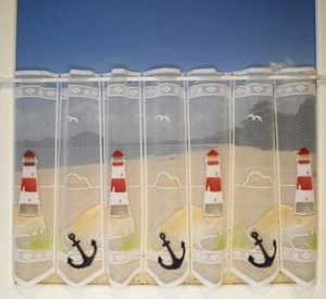 1 Lamelle 14*49 cm Maritim Kurzgardinen Scheibengardinen Bistrogardinen Nr:11 - Bild 1 von 4