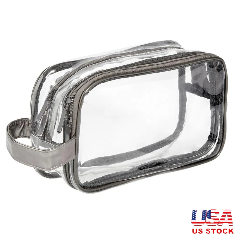 Bolsa de Maquillaje Doble Capa Transparente PVC Cremallera Impermeable Viaje Cosméticos Organizador EE. UU. Foto 1 de 1