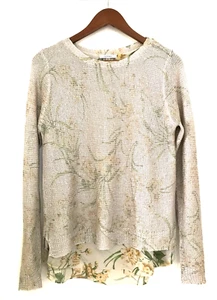 Sioni transparenter Blumen Pullover Bluse Kombi Tunika Größe Small Langarm U-Ausschnitt - Bild 1 von 12