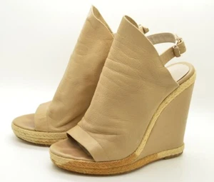 Balenciaga Glove Espadrille Leather Sandals Wedge Heels Beige Size 37 $695 - Picture 1 of 7
