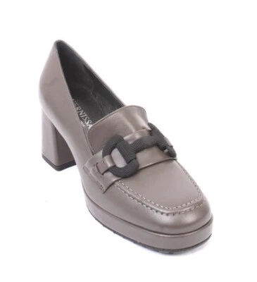 Zapatos de salón Vernissage 23471 de cuero topo con plataforma 40/US 10 Foto 1 de 4
