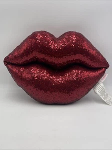 Isaac Mizrahi RED LIPS Kissen - Red Sequin Kiss doppelseitige Lippen - Bild 1 von 10