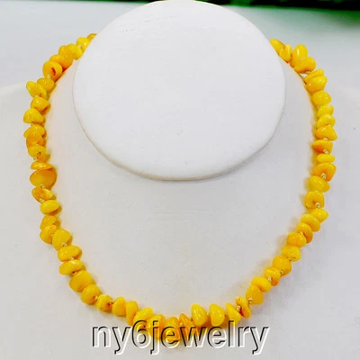 Golden Natural Amber Nugget Knot Necklace 17.5'' FREE SHIPPING - Image 1 of 4