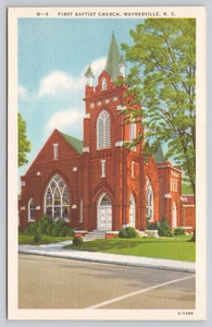 Postcard First Baptist Church Waynesville North Carolina - Picture 1 of 2