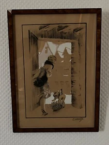 Lithographie Alfred Renaudin Junge Frau Obstkorb signiert E.Naudy (L12/A22) - Bild 1 von 7