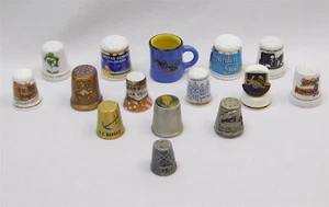 LOTE de dedales de metal de porcelana vintage de 15 piezas pintado a mano Las Vegas Irlanda y más - Imagen 1 de 17