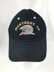 Gorra de béisbol Monterey California CA con correa trasera de gancho y bucle sello negro - Imagen 1 de 9