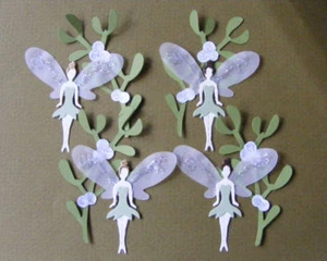 Hadas de hadas de muérdago con alas troquelados jardín bosque (toppers) - Imagen 1 de 1