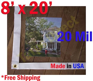 8 pies x 20 pies transparente 20 mil lona de vinilo impermeable cortina porche patio recinto - Imagen 1 de 1