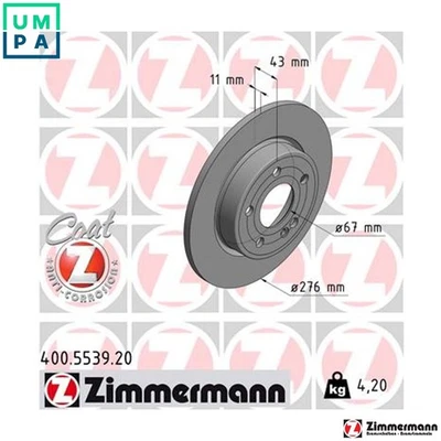2x BRAKE DISC 400.5539.20 FOR MERCEDES-BENZ B-CLASS A-CLASS B-KLASSE 1.3L 4cyl - Image 1 of 4