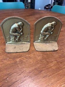 Vintage Rodin der Denker Metall Buchstützen - Bild 1 von 3