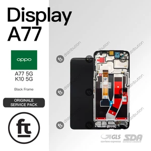 OPPO DISPLAY A77 5G / K10 5G ORIGINALE SERVICE FRAME NERO TOUCH SCREEN - Foto 1 di 1