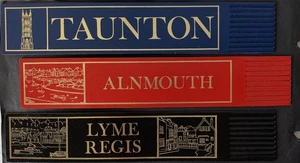 3 Vintage Retro Leder Souvenir Lesezeichen TAUNTON, ALNMOUTH, LYME REGIS - Bild 1 von 5