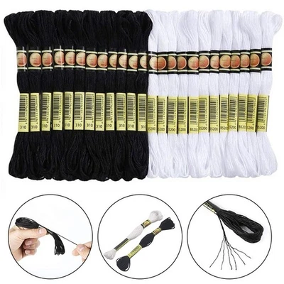 DIY embroidery thread hand braided multi functional black and white embroidery thread - Image 1 of 4