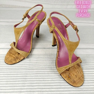 Charles David Vintage Beige Cuero Corcho Tacones Mujer’s 7.5B Hecho en España Foto 1 de 4