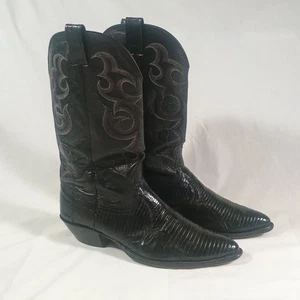Vintage Nocona Cowboystiefel Herren 11D schwarz Eidechse spitz zulaufend hergestellt USA Western 2936 - Bild 1 von 18