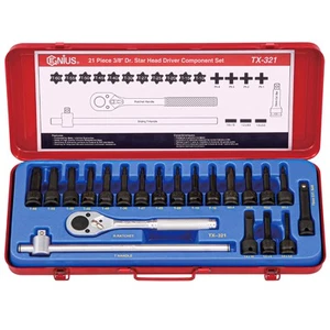 Genius Tools 21 Piece 3/8" Dr. Star Impact Bit Socket Component Set (CR-Mo) -... - Picture 1 of 1
