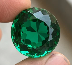 82 Cts Round Cut Natural Green Emerald Certified Colombian Loose Gemstone - Picture 1 of 13