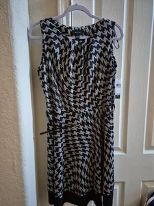 AB Studios Black White Geometric Pattern Sleeveless Short Dress Size XL NWT - Picture 1 of 10