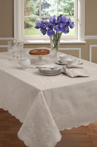 Lenox French Perle White 70" Round Tablecloth - Image 1 of 1