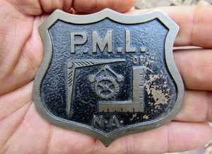 Vtg PATTERNMAKERS LEAGUE Belt Buckle PMLNA Labor IAMOW Union PML Brass RARE VG+ - Picture 1 of 4