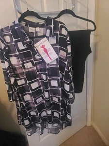 NWT Women with Control Plaid Tunic w/ Cotton Jersey Pant Set Black2X - Picture 1 of 3