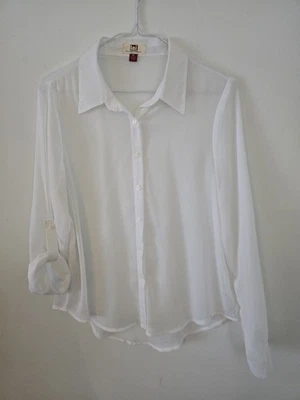 L.e.i. Women's White Long Sleeve Blouse - M - Image 1 of 3