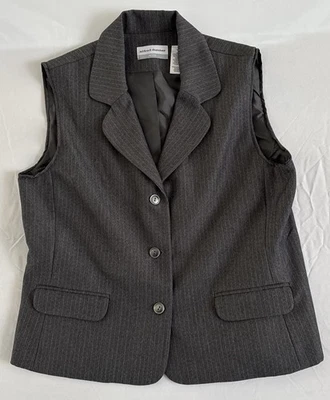 Chaleco abotonable para mujer Alfred Dunner talla 12P gris carbón, chaleco de negocios Foto 1 de 4