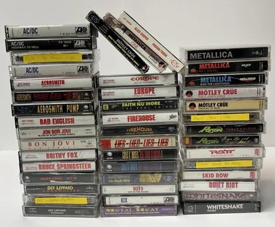 Vintage Cassette Lot of 45 Metal Rock Metallica Ozzy Ratt GNR Iron Maiden USED Foto 1 de 4