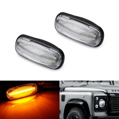 For Land Rover Defender Freelander Clear Amber LED Turn Signal Side Marker Light - Изображение 1 из 4
