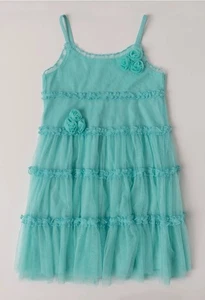 Kidpik Rosette Mesh Dress Sleeveless Tiered Mesh Dress Size 10 - Picture 1 of 3