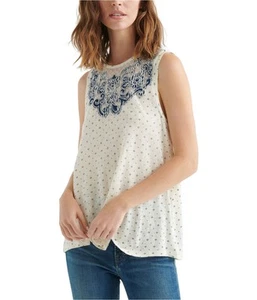 Lucky Brand Womens Applique Tank Top, Beige, X-Small - Picture 1 of 1