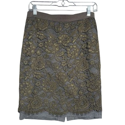 Falda lápiz midi de encaje verde Ann Taylor Loft para mujer talla 4 M Forrest Fairy Y2K Foto 1 de 4