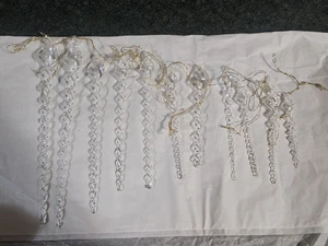 11 Clear Glass Twisted Christmas Icicles Ornaments Assorted Sizes - Picture 1 of 4