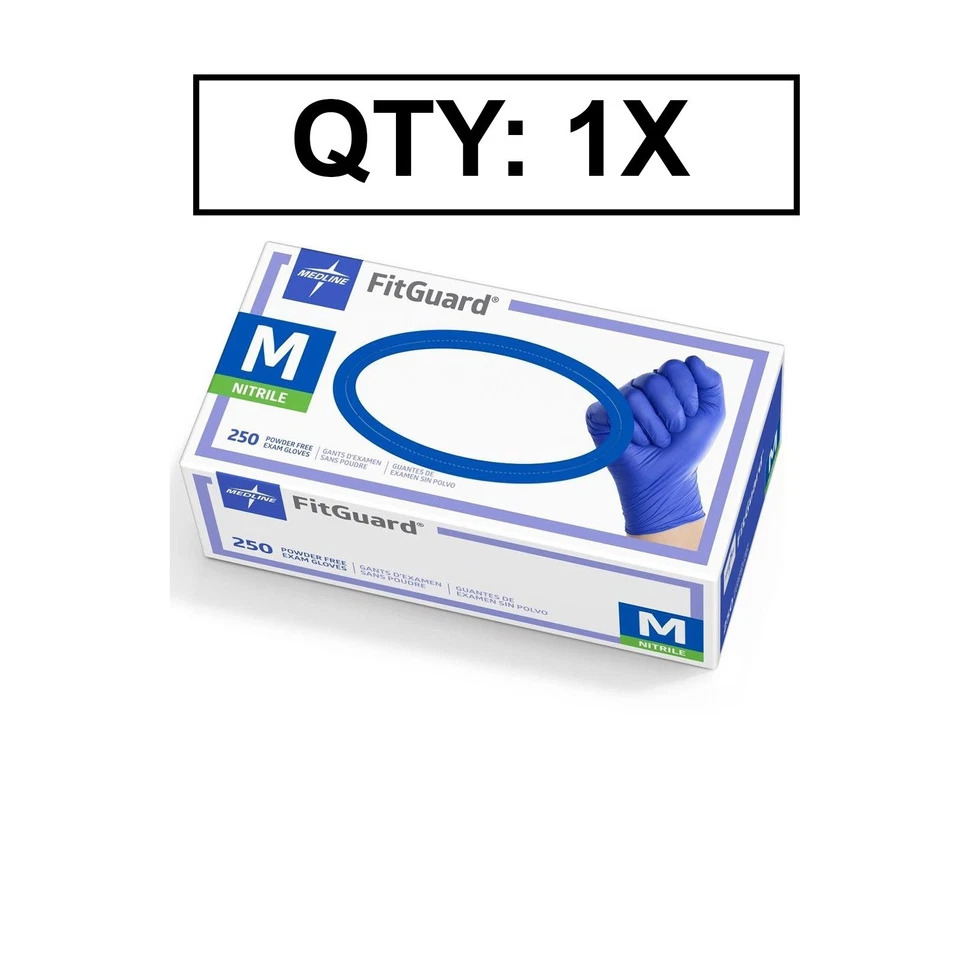 *DIRECTO* Guantes de examen de nitrilo Medline FitGuard, tamaño MEDIANO - 250 CANTIDAD 1 CAJA Foto 1 de 1