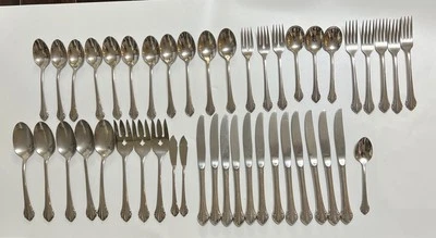 VTG Oneida Ltd 1881 Rogers Stainless REPOSE BITTERSWEET 45 PCS Flatware - Image 1 of 4