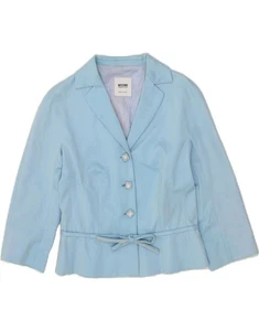 MOSCHINO Womens 3 Button Blazer Jacket UK 12 Medium Blue Cotton BT99 - Picture 1 of 3